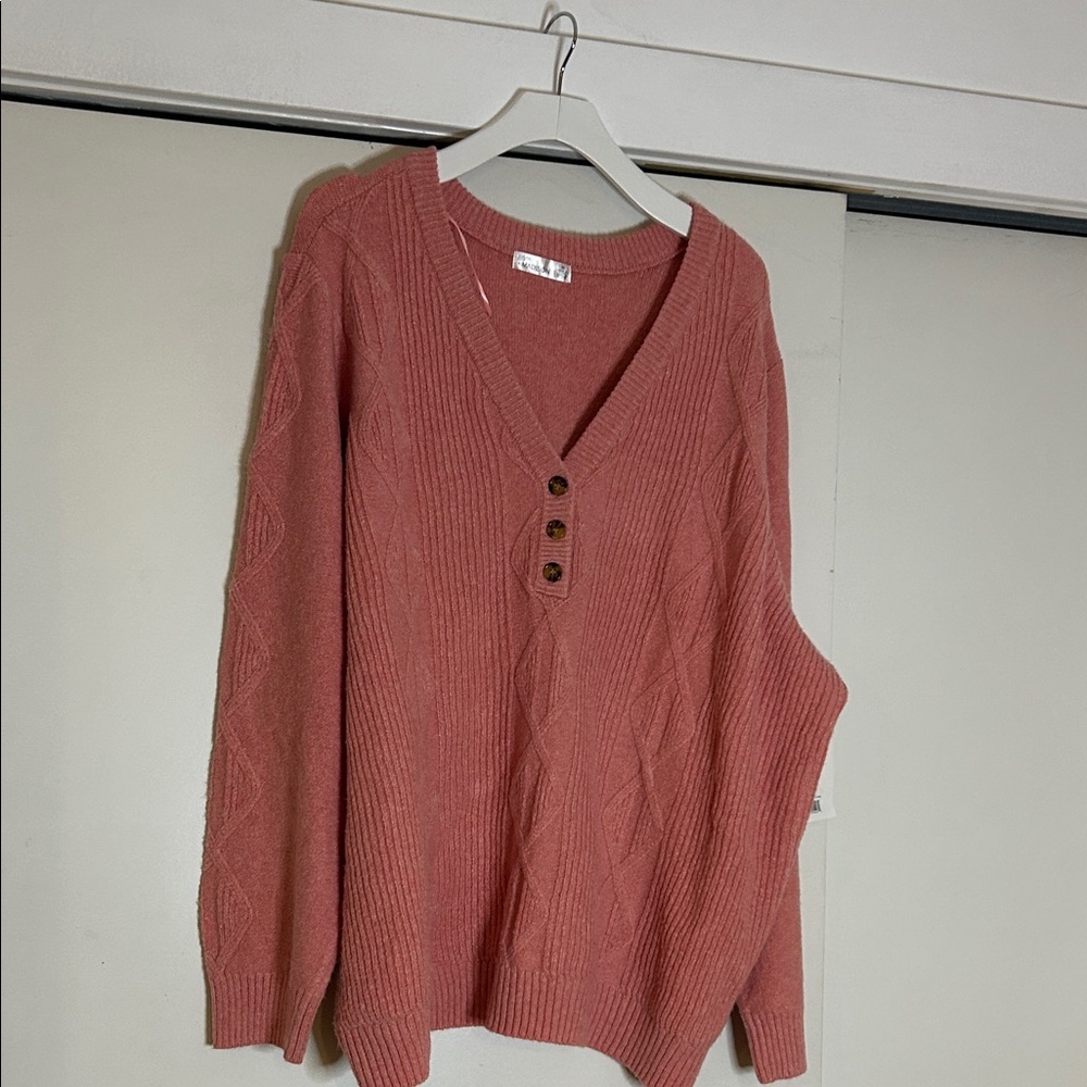89th & Madison V-Neck Sweater in Pink